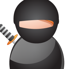 avatar-like computer image showing an anonymous ninja, covered in black robes with his sword fastened at the back.