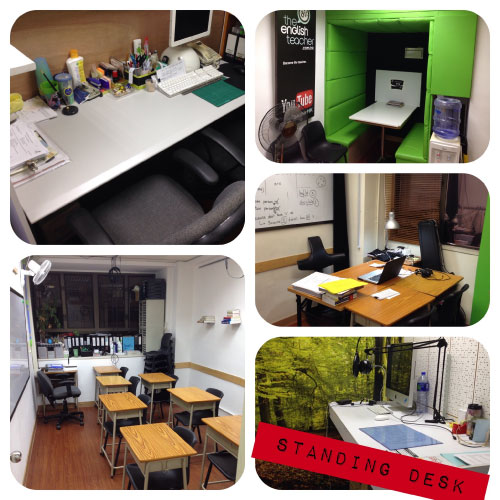 a composite image of different photos of the interior of our first English learning centre in Hong Kong in Sai Wan Ho