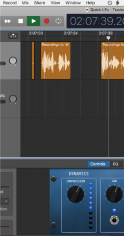 An image show in the sidebar, it's a small vertically cut from the interface of one of my Garageband files with audio waves and effect modules showing